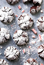 Load image into Gallery viewer, Chocolate Peppermint Crinkle Cookies Dozen
